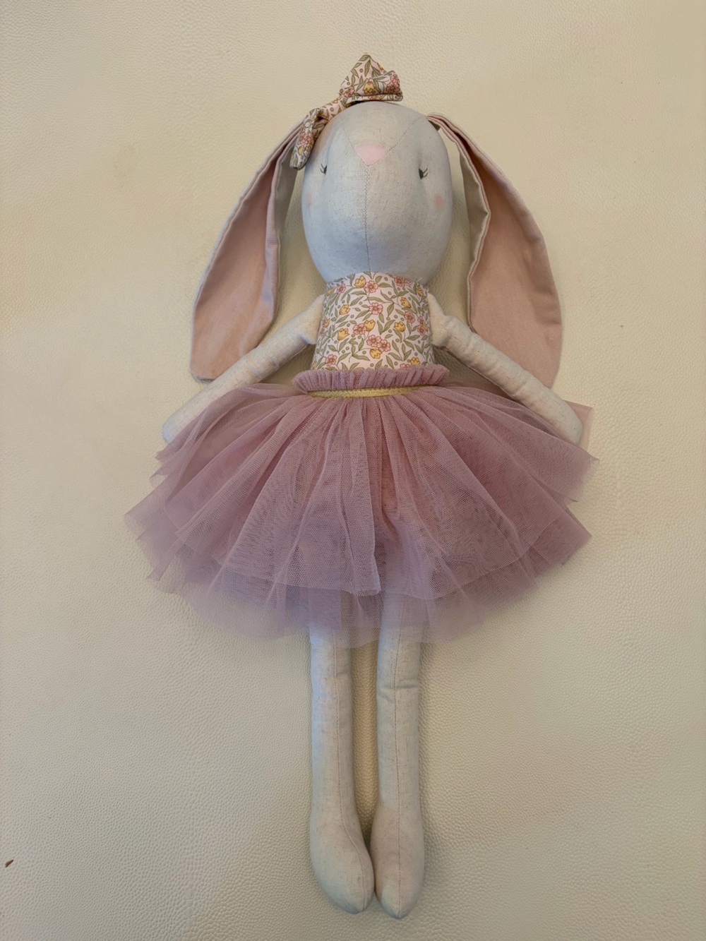Alimrose 55cm Linen Pearl Bunny  in Blossom Lily Pink, like new